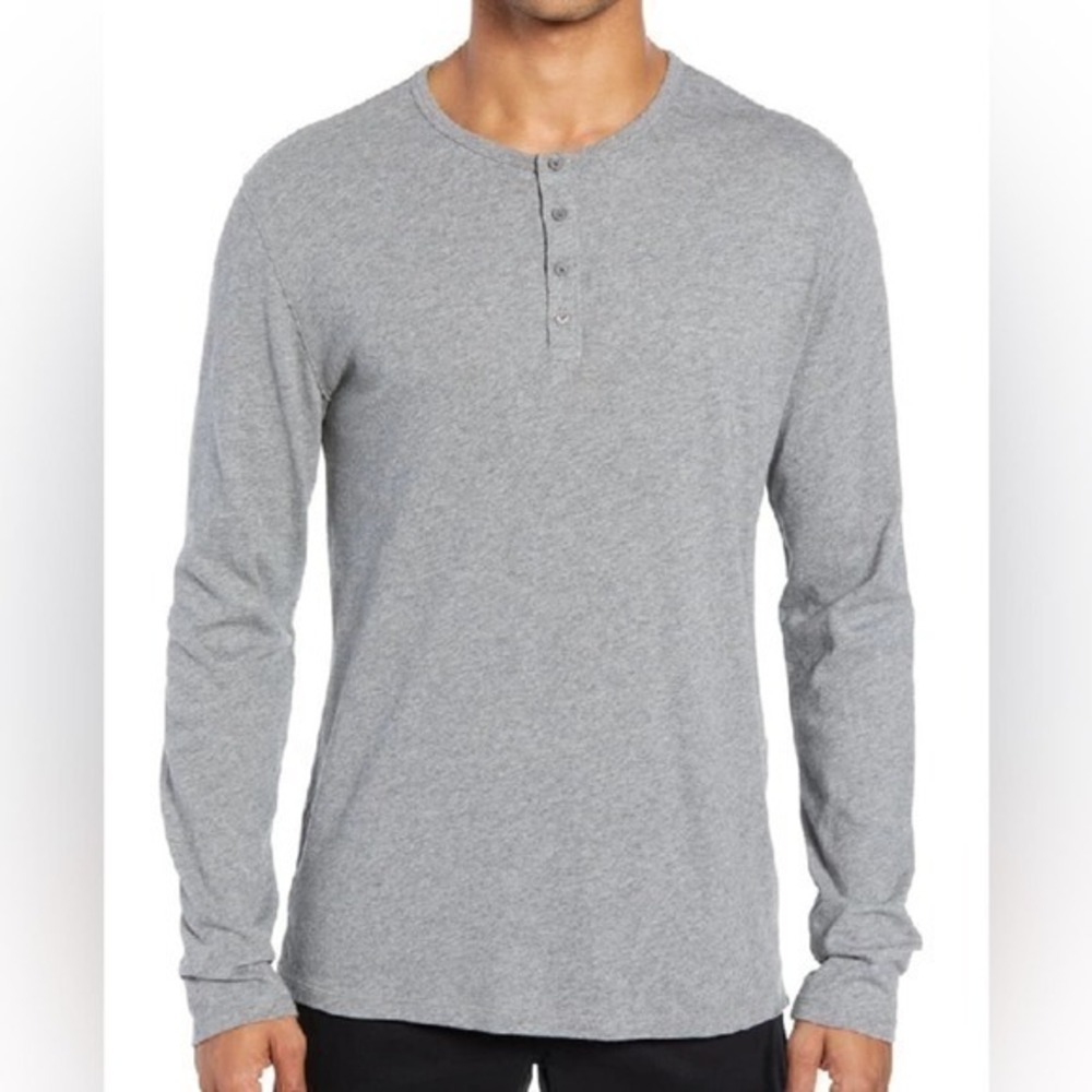 Vince Gray Knit Long Sleeve Henley Shirt Size XXL NWT